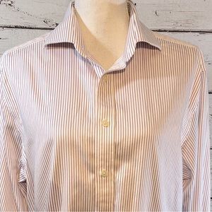 CHARLES TYRWHITT Button Down No
Iron Slim Fit Dress Shirt Magenta Stripe-16.5/34